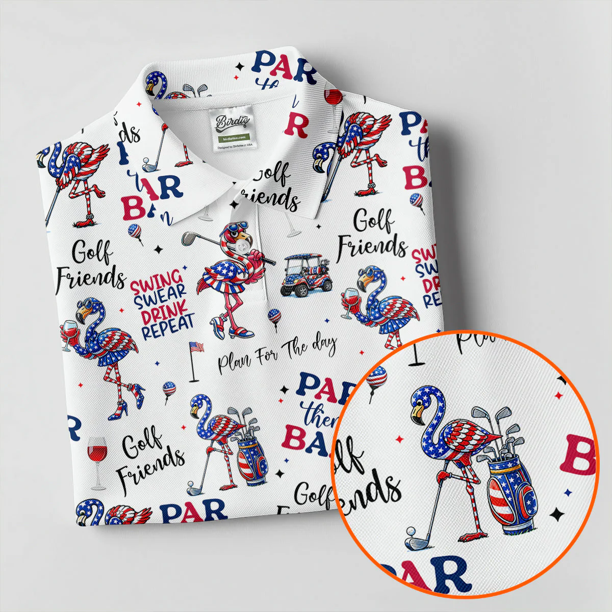 Par Then Bar Funny Flamingo Patriot - Personalized Polo Shirt - Gift For Dad, Grandpa, Golf Lovers - Image 8