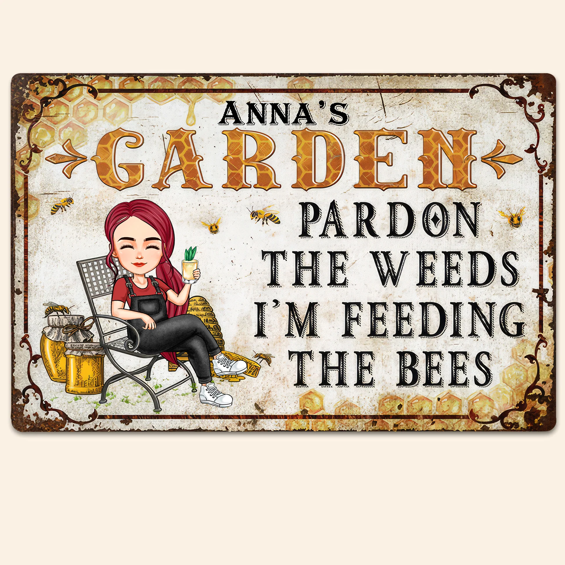 Pardon The Weeds I'm Feeding The Bees Gardening - Personalized Metal Sign - Gift For Mom, Mother's Day, Gardening Lovers, For Me Gift | GR21 NA94 - Image 5