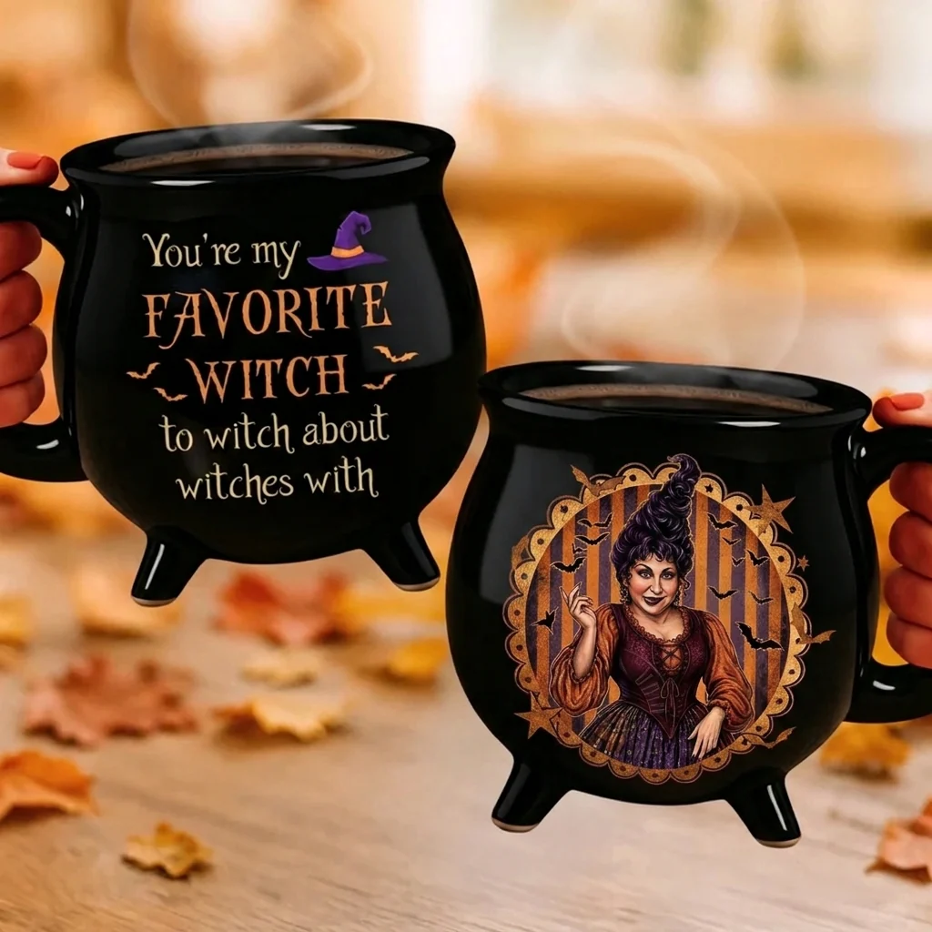 Partners In Potions - Custom Witch Cauldron Coffee Mug - Personalized Halloween Witchy Gifts For Besties, Sisters, BFF, Family, Yourself
