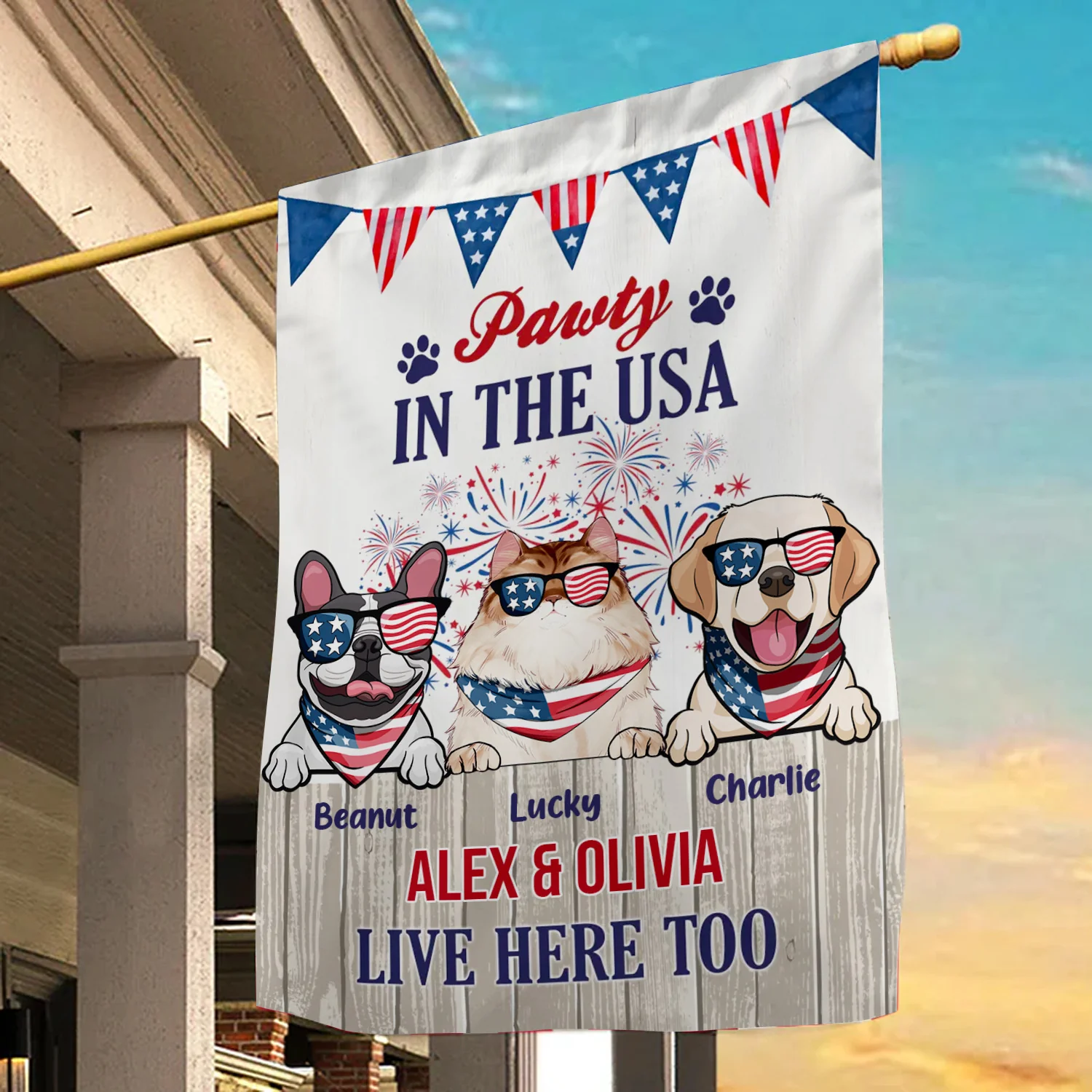 Party In The Usa Happy 4th July - Gift For Pet Lovers - Personalized Flag - Image 3