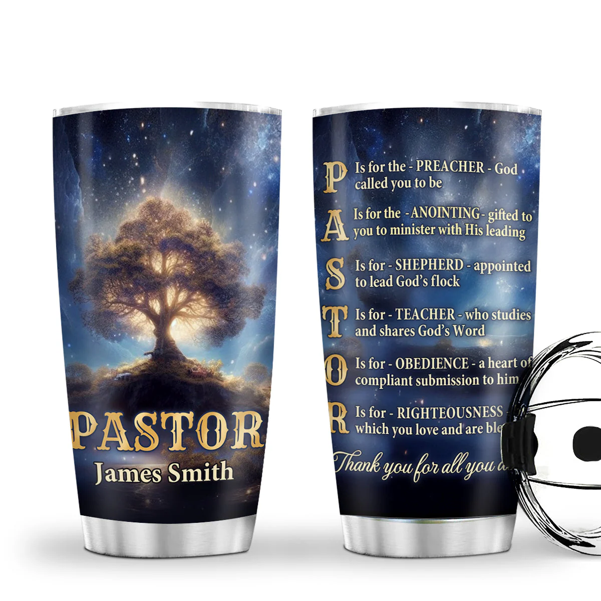 Pastor, Preacher, Teacher, Shepherd - Personalized Stainless Steel Tumbler TD118 - Image 2