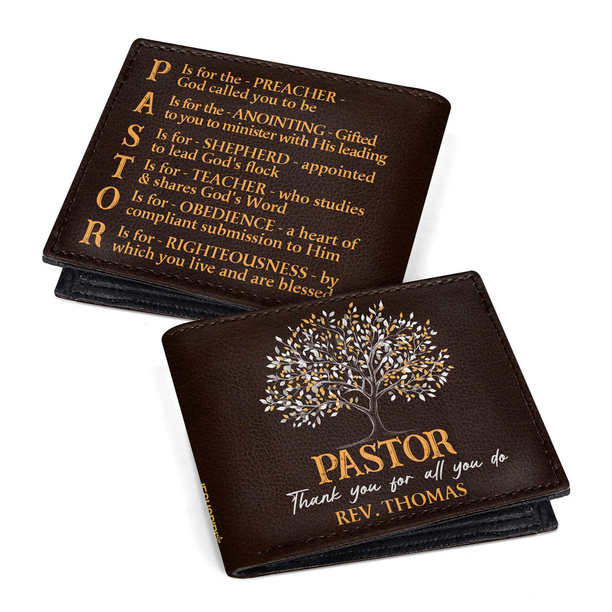 Pastor Thank You For All You Do - Personalized Folded Wallet For Men