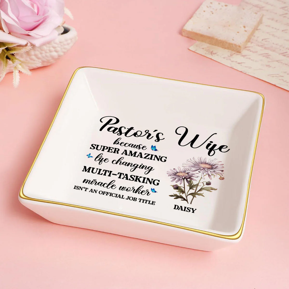 Pastor's Wife Isn't An Official Job Title - Personalized Jewelry Dish - Gift For Wife, Anniversary, Wedding, Marriage Gift - NA94 - Image 4