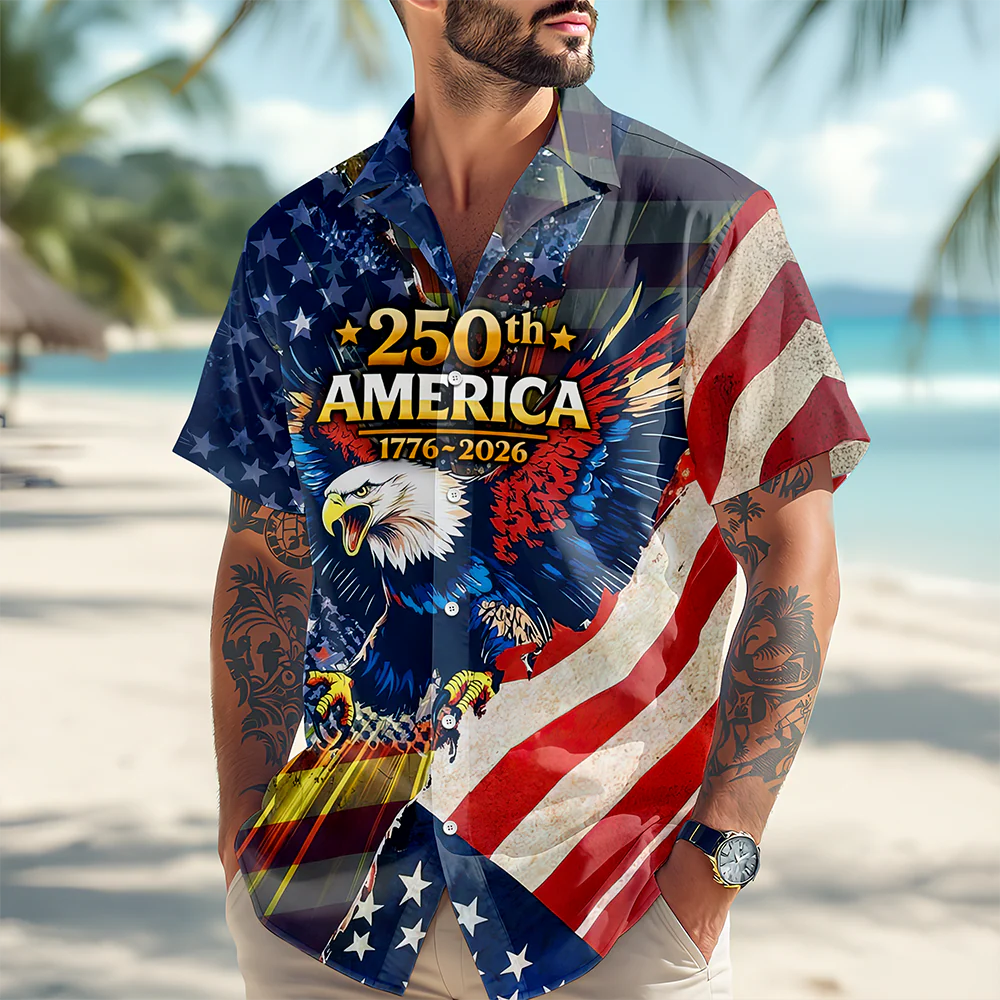 Patriotic 250th America 1776-2026 Eagle - Hawaiian Shirt - Gift for Dad, Husband, Grandpa HN02 - Image 5