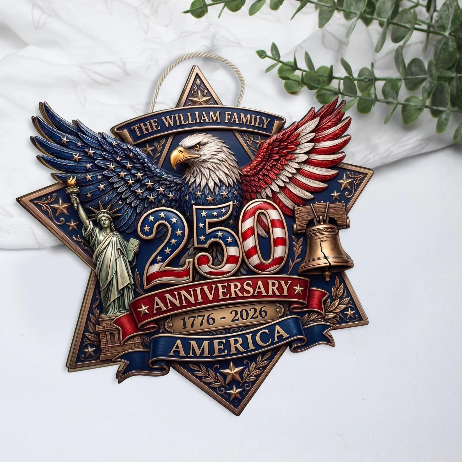 Patriotic Eagle 250th Anniversary America - Personalized Wood Sign - Gift For Patriotic Family - Image 4