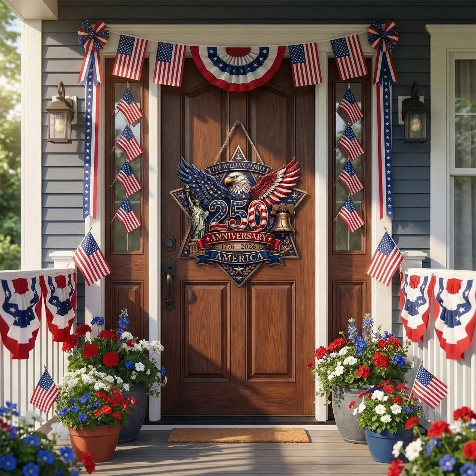 Patriotic Eagle 250th Anniversary America - Personalized Wood Sign - Gift For Patriotic Family - Image 5