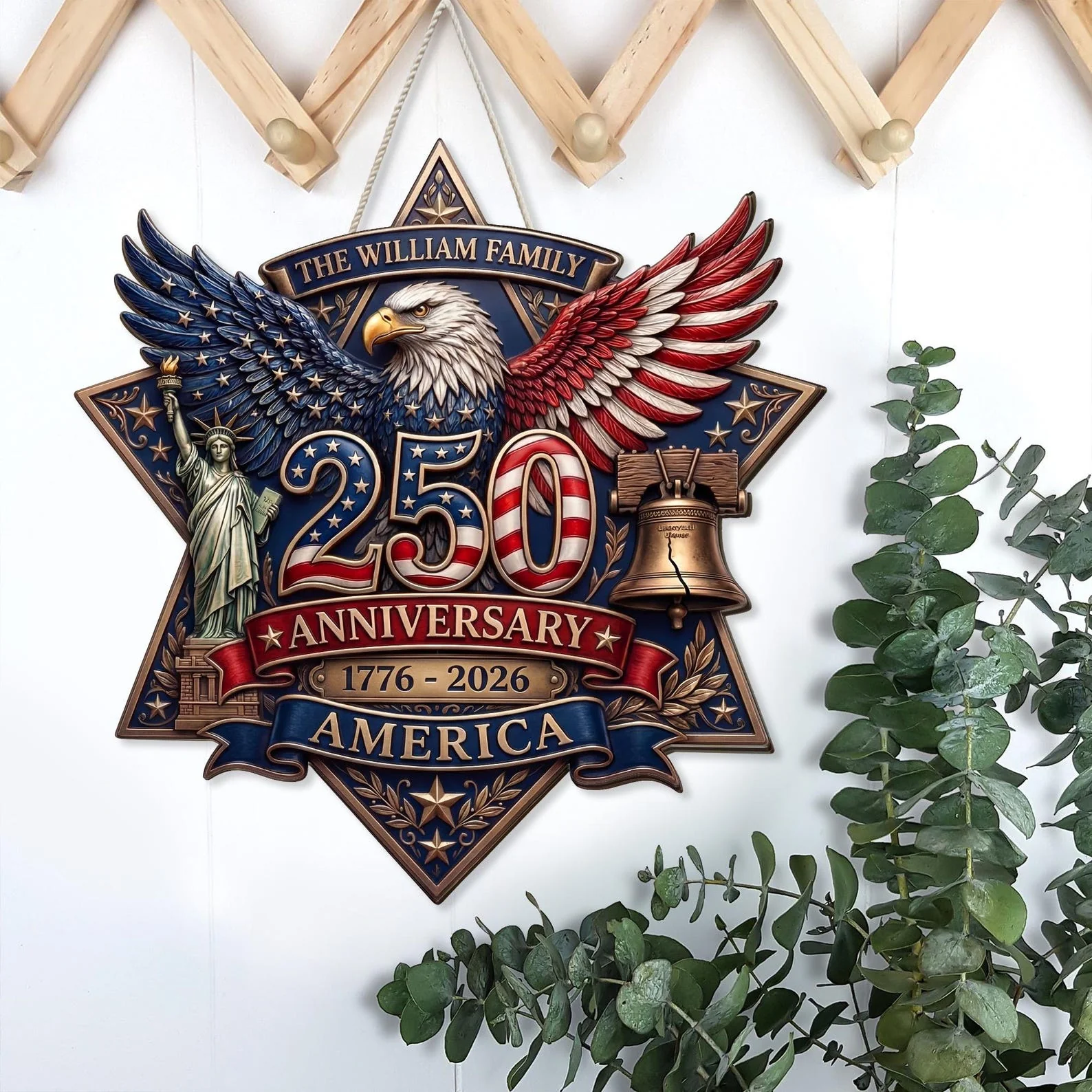 Patriotic Eagle 250th Anniversary America - Personalized Wood Sign - Gift For Patriotic Family - Image 8