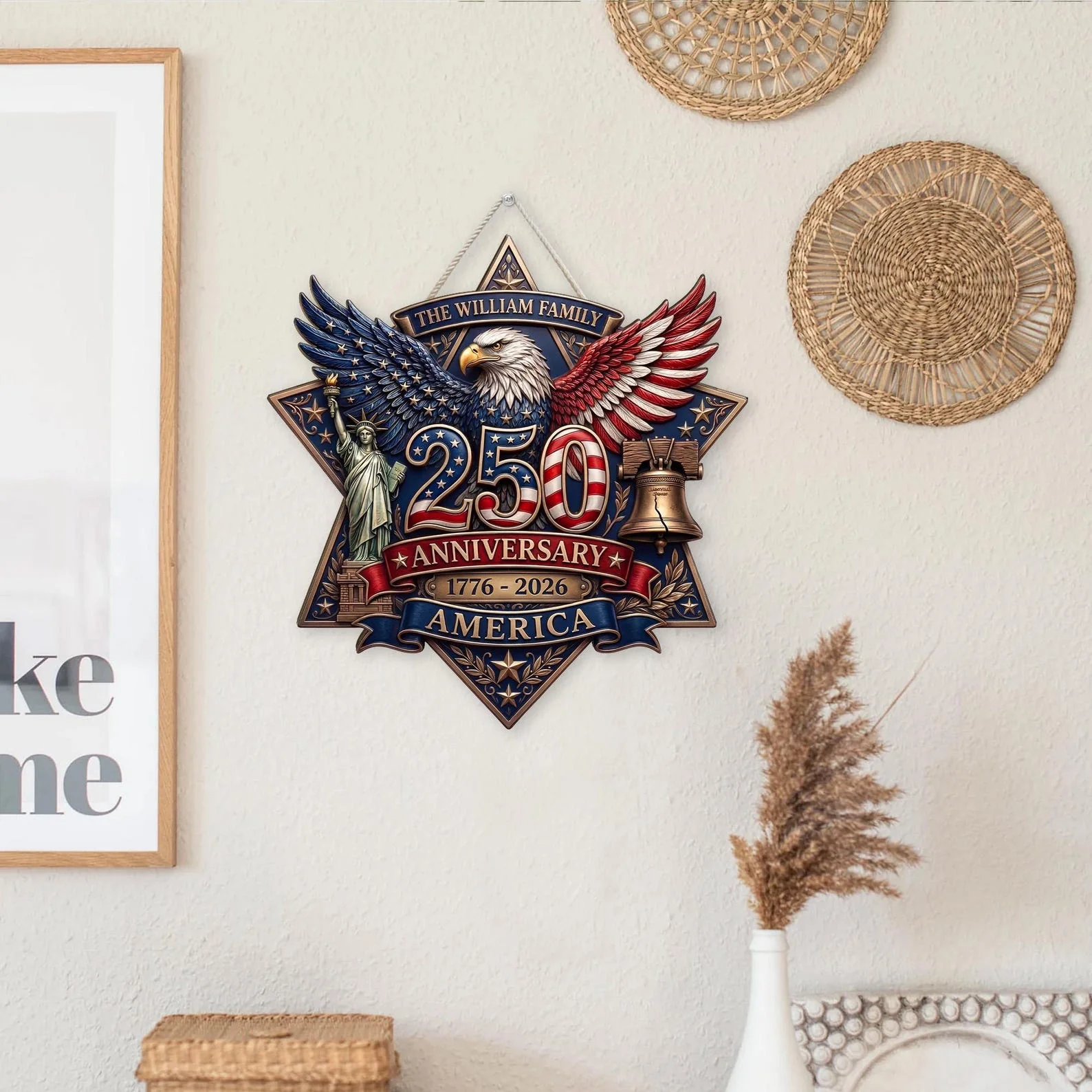 Patriotic Eagle 250th Anniversary America - Personalized Wood Sign - Gift For Patriotic Family - Image 9