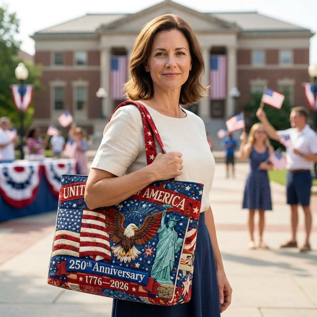 Patriotic Eagle American Flag 250th Anniversary - Personalized Quilted Tote Bag - Gift For Patriots - Image 3