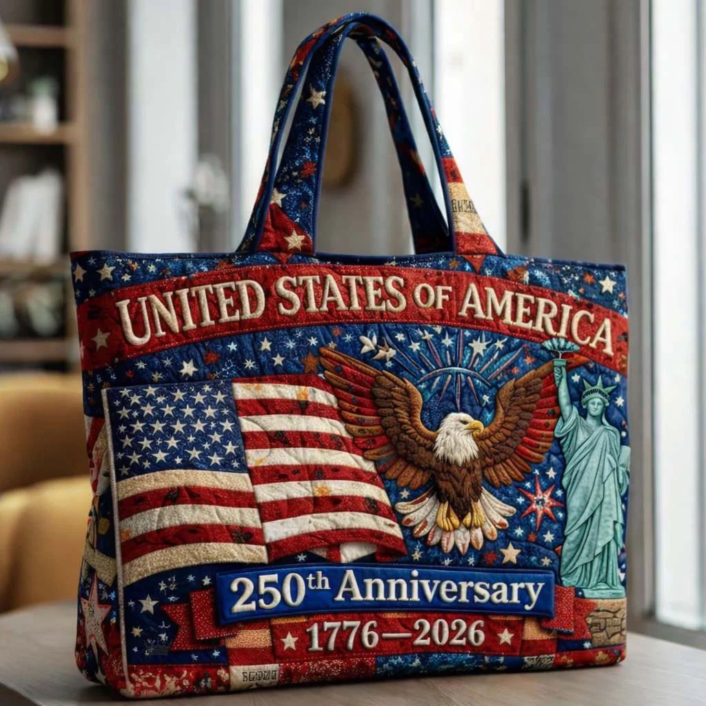 Patriotic Eagle American Flag 250th Anniversary - Personalized Quilted Tote Bag - Gift For Patriots - Image 4