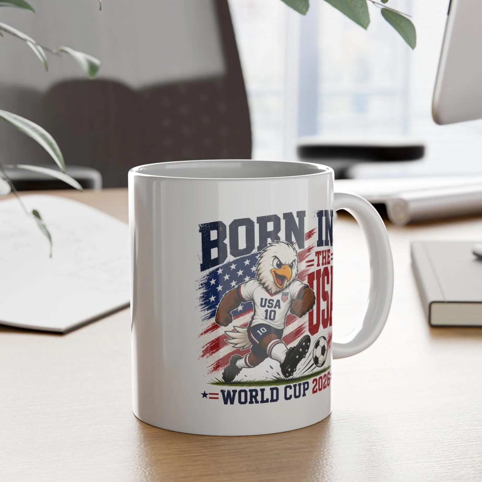Patriotic Eagle Born In The USA World Soccer Cup - White Ceramic Mug - Gift For Football Fans VD01 CU6061817 - Image 6