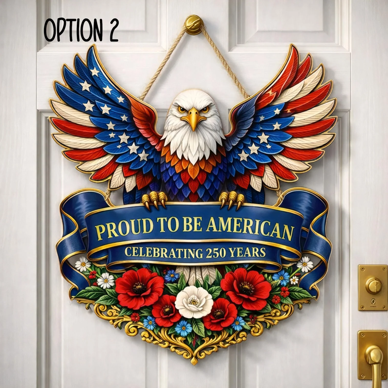 Patriotic Eagle Proud To Be American Celebrating 250 Years - Wood Sign - Gift For Patriotic Family - Image 2