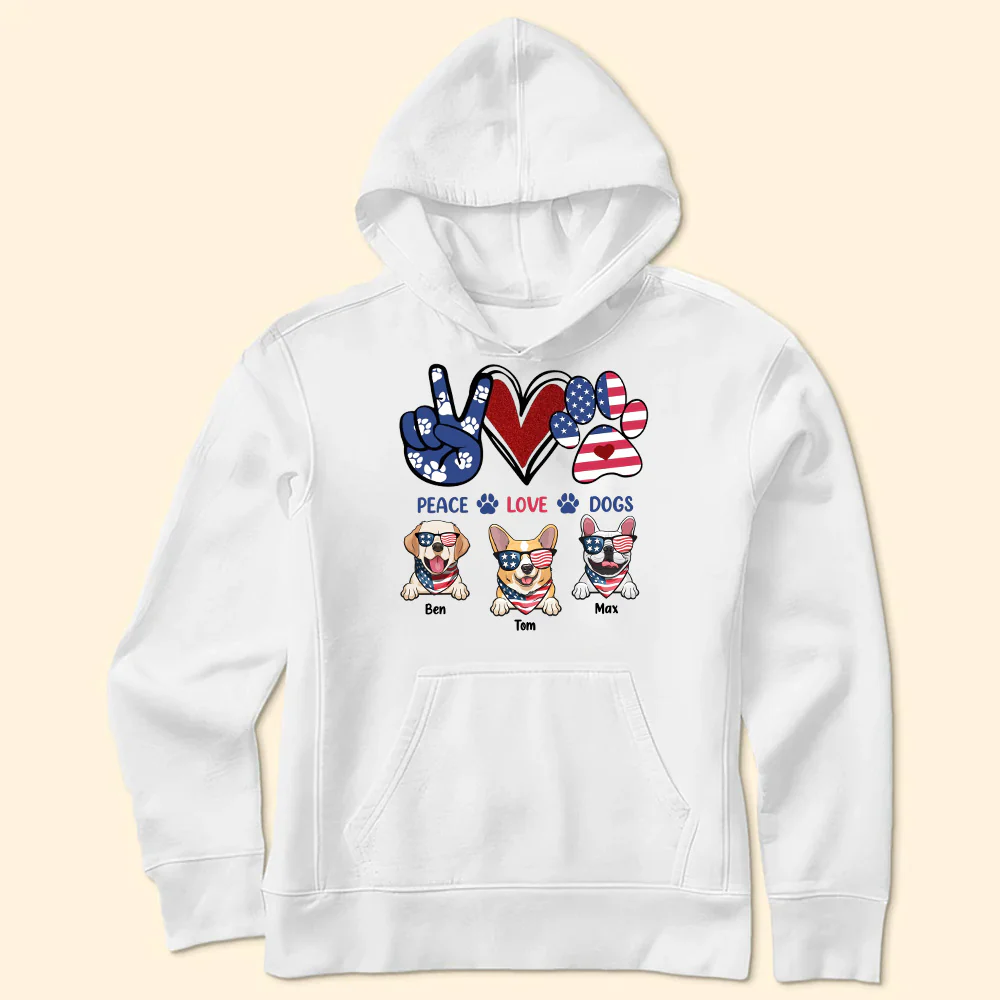 Peace Love Dogs Happy Independence Day - Gift For Pet Lovers - Personalized TShirt - Image 5
