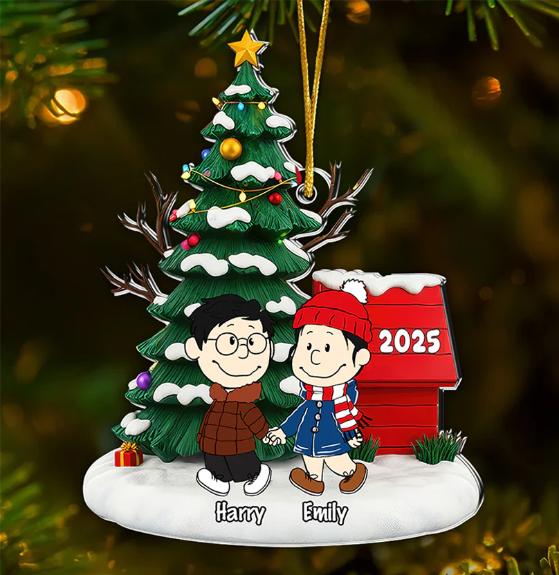 Peanu Couple Hand In Hand - Personalized Acrylic Ornament - Gift For Couples | CL43 NL122 - Image 2