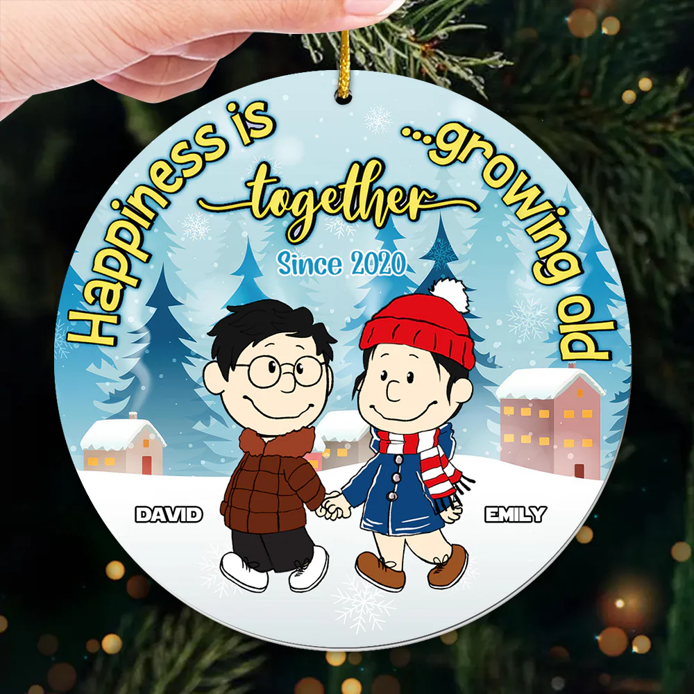 Peanut Christmas Happiness Together - Personalized Acrylic Ornament - Gift For Couples | CL43 HH01