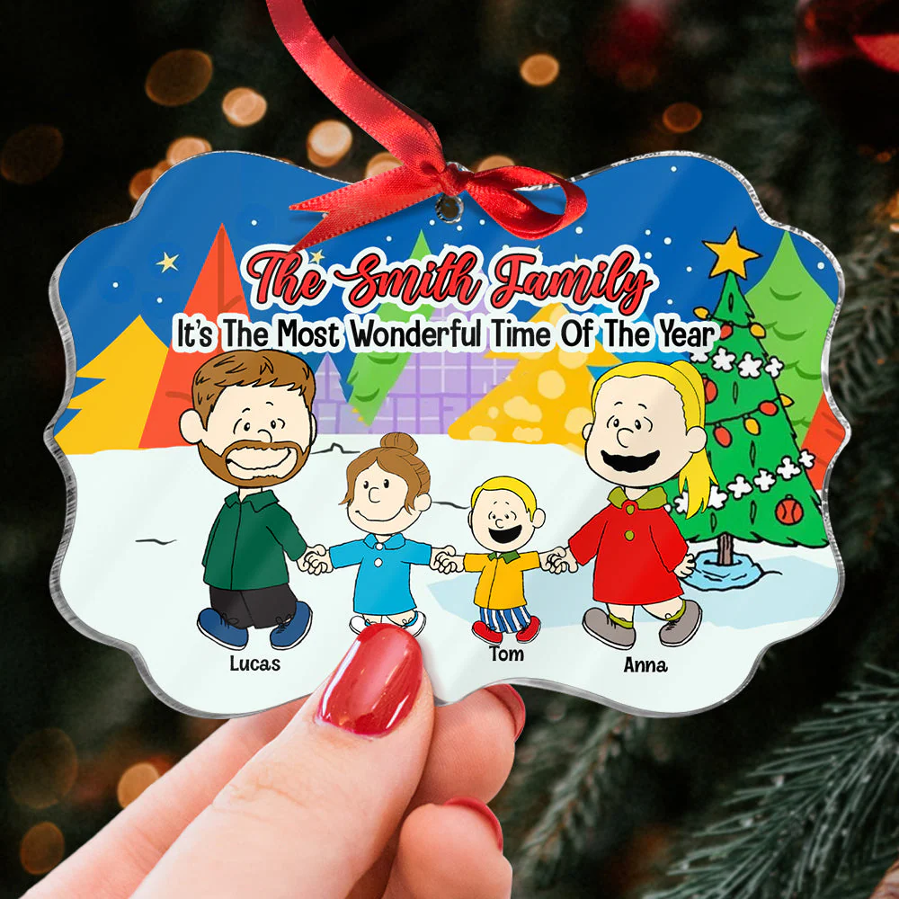Peanut Christmas It's the Most Wonderful Time of the Year - Gift For Fmaily, Dad, Mom - Personalized Acrylic Ornament - CL48