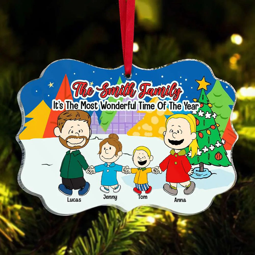 Peanut Christmas It's the Most Wonderful Time of the Year - Gift For Fmaily, Dad, Mom - Personalized Acrylic Ornament - CL48 - Image 2