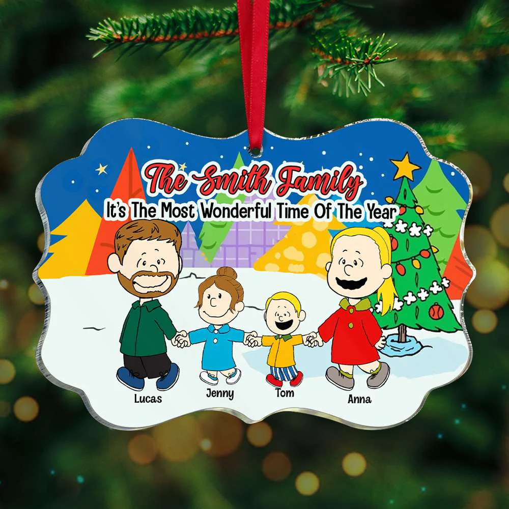 Peanut Christmas It's the Most Wonderful Time of the Year - Gift For Fmaily, Dad, Mom - Personalized Acrylic Ornament - CL48 - Image 3