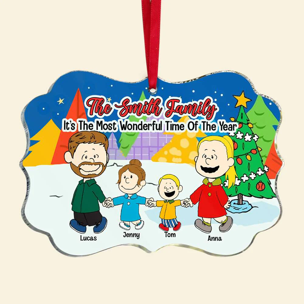 Peanut Christmas It's the Most Wonderful Time of the Year - Gift For Fmaily, Dad, Mom - Personalized Acrylic Ornament - CL48 - Image 4