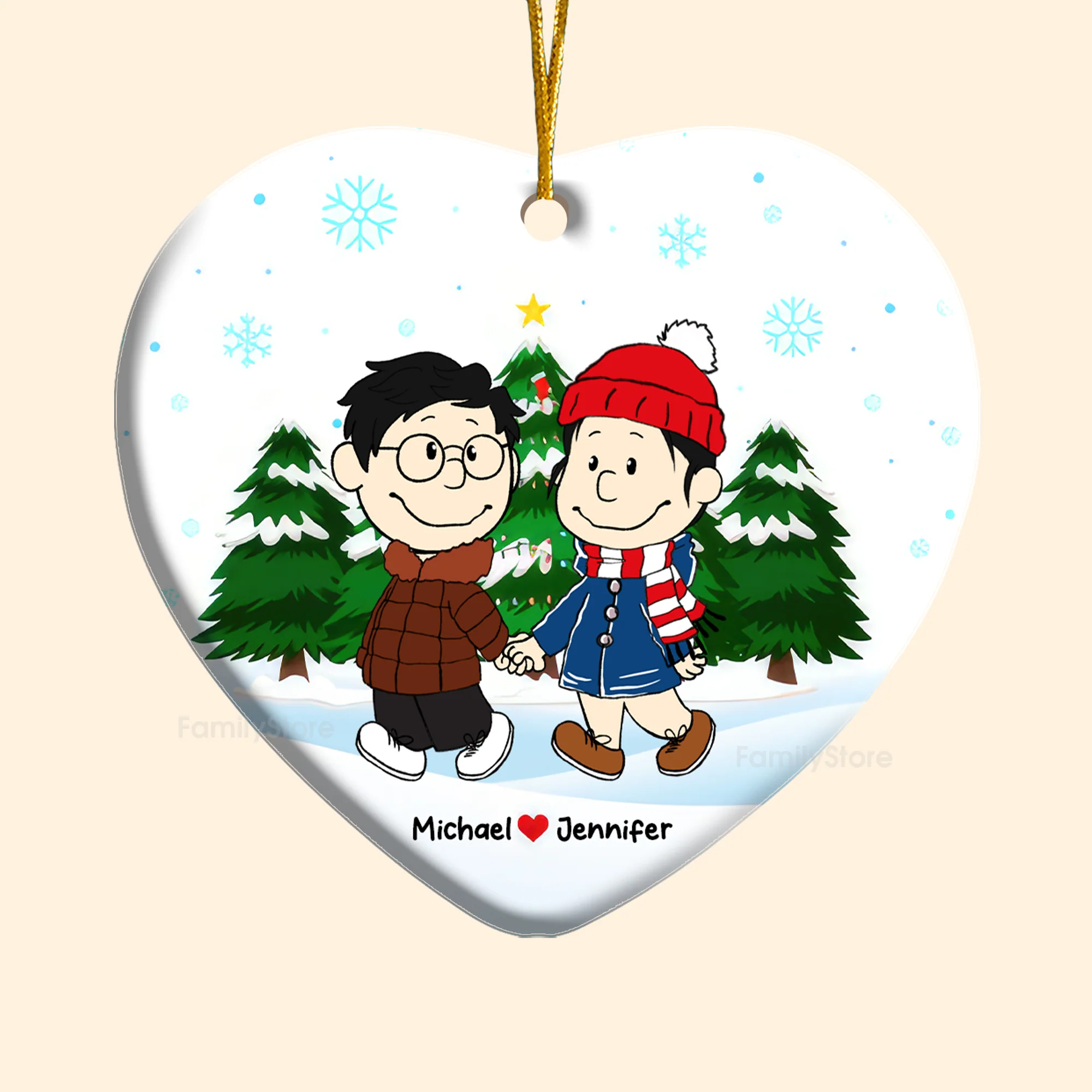 Peanut Christmas Couple  - Personalized Ceramic Ornament - Gift For Couple, Husband Wife - CL43 NH96 - Image 2