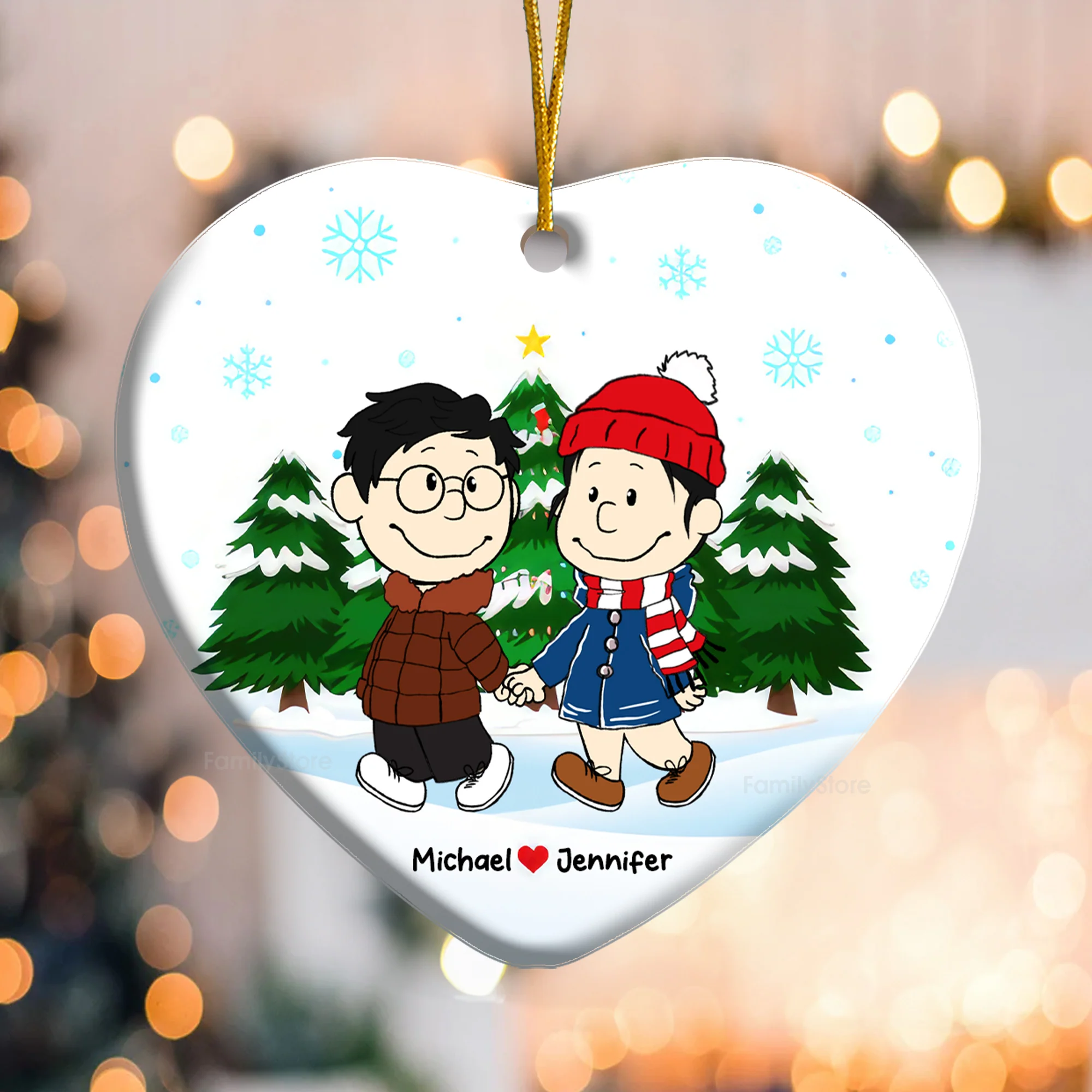 Peanut Christmas Couple  - Personalized Ceramic Ornament - Gift For Couple, Husband Wife - CL43 NH96 - Image 3