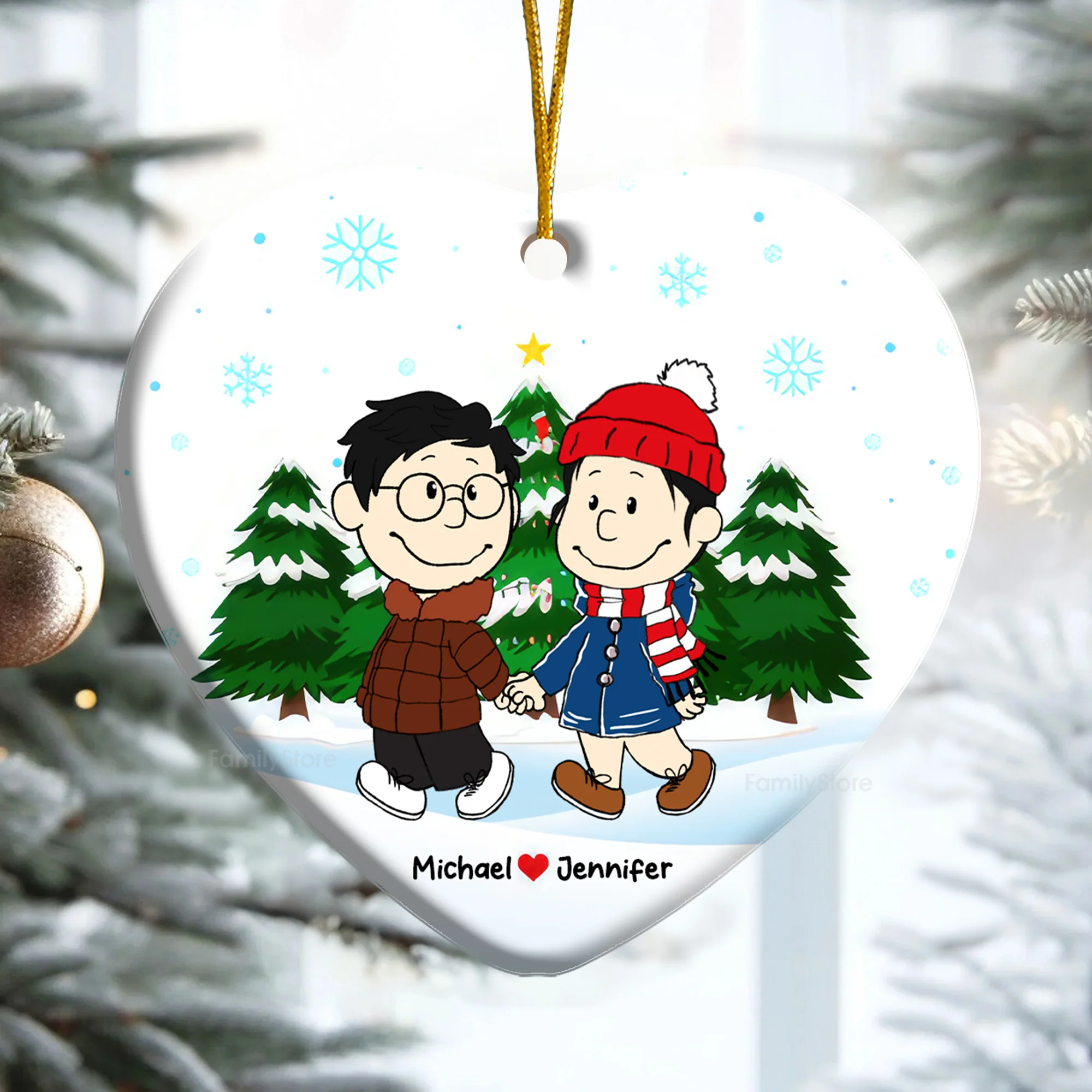 Peanut Christmas Couple  - Personalized Ceramic Ornament - Gift For Couple, Husband Wife - CL43 NH96 - Image 4