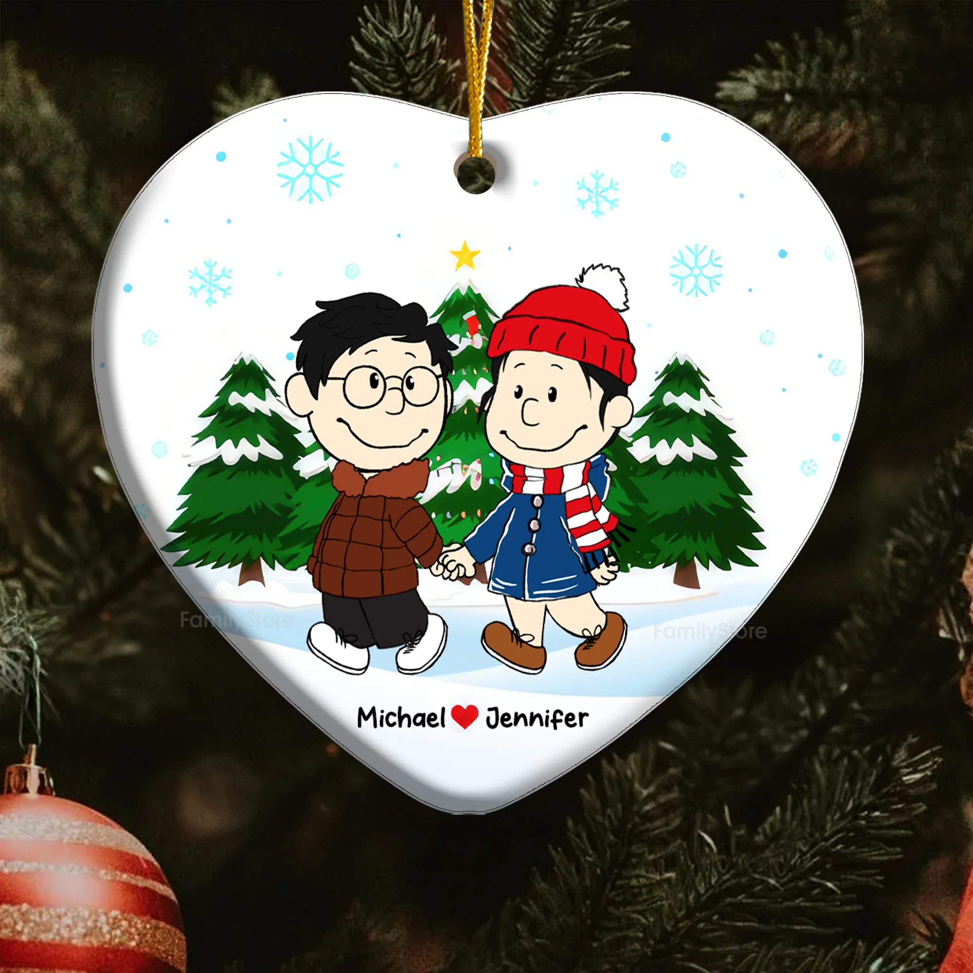Peanut Christmas Couple  - Personalized Ceramic Ornament - Gift For Couple, Husband Wife - CL43 NH96 - Image 5