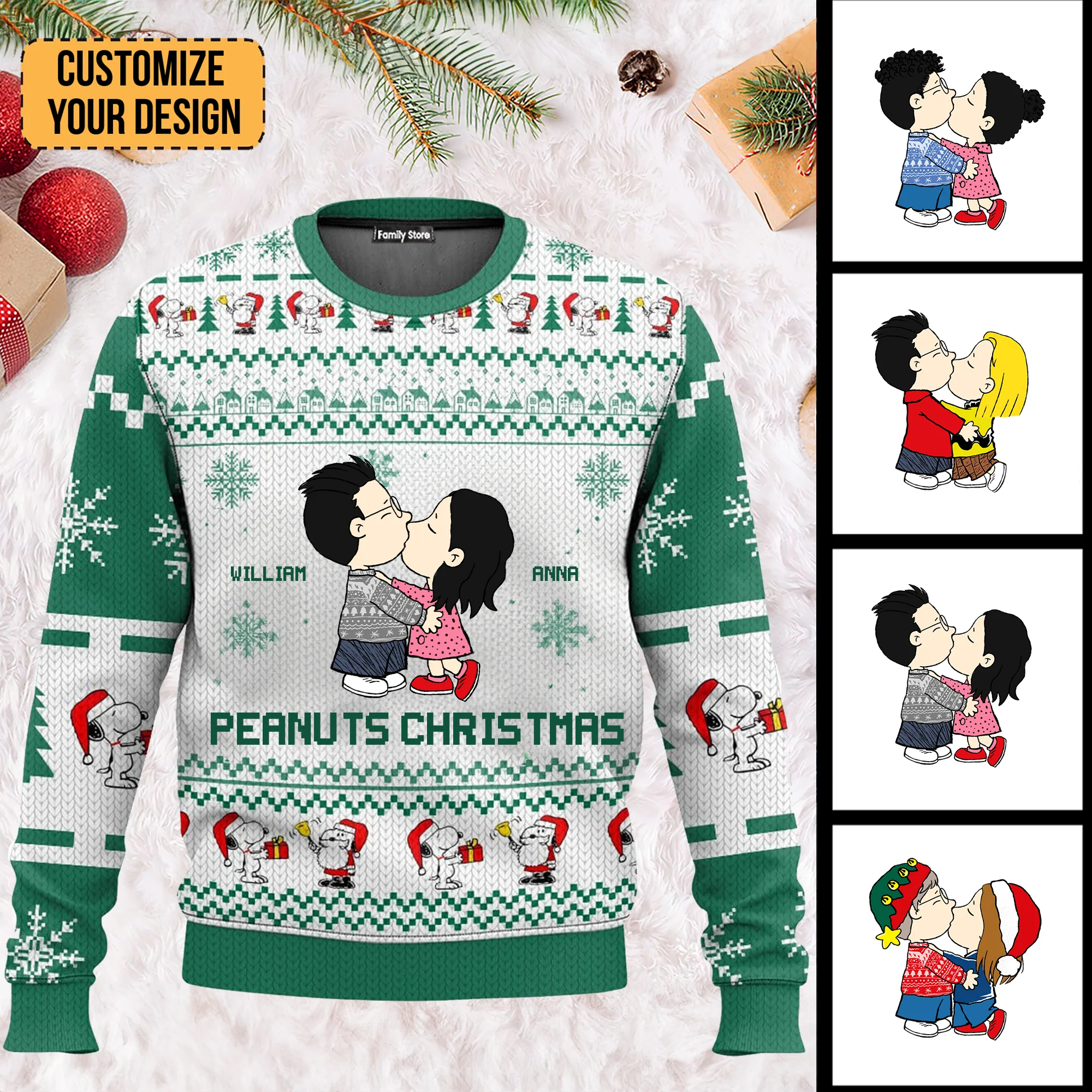 Peanut Christmas - Personalized Ugly Sweatshirt - Gift For Couple, Husband Wife, Anniversary CL45 NH96