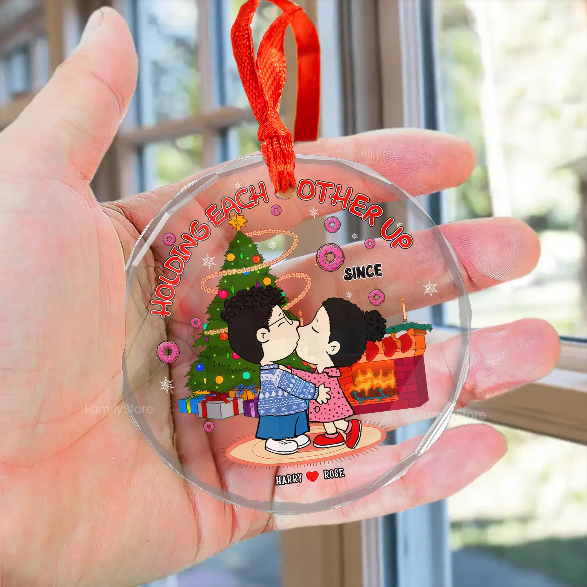 Peanut Holding Each Other Up - Gift For Couples - Personalized Glass Ornament - CL45 NH96 - Image 4