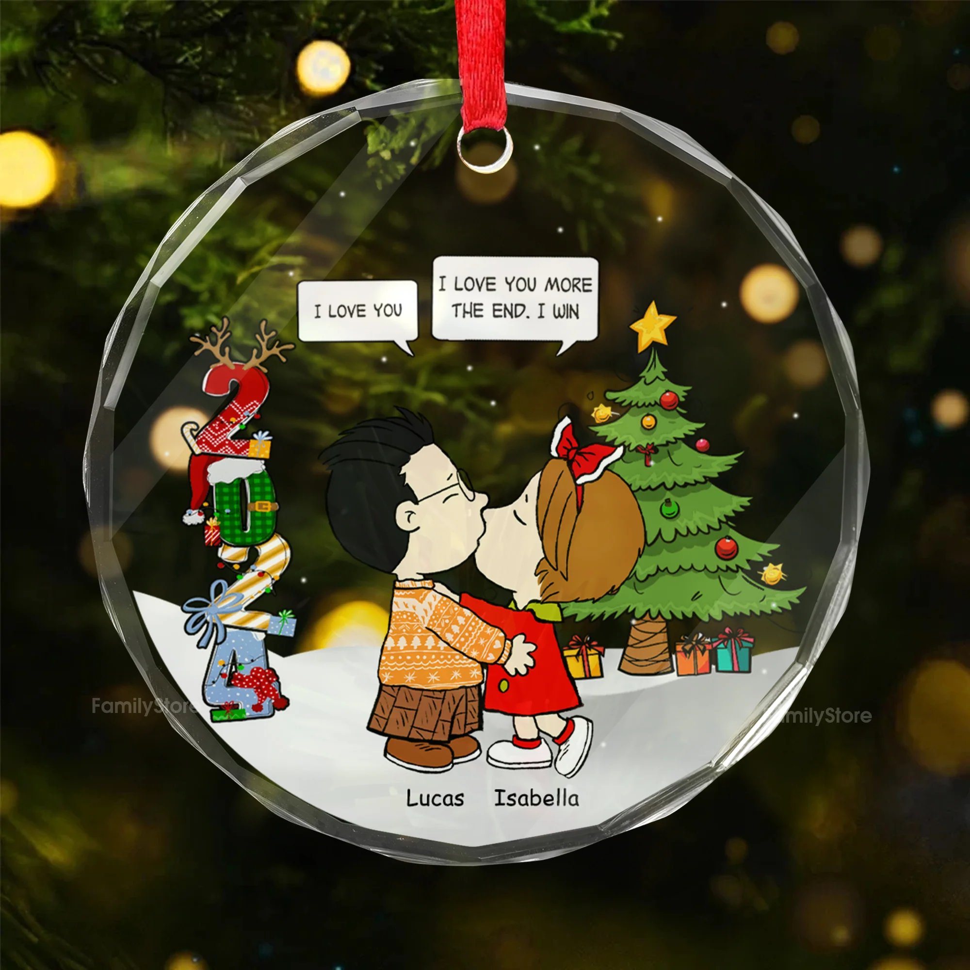 Peanut I Love You More The End I Win - Personalized Glass Ornament - Gift For Couple, Husband Wife - CL45 NH96