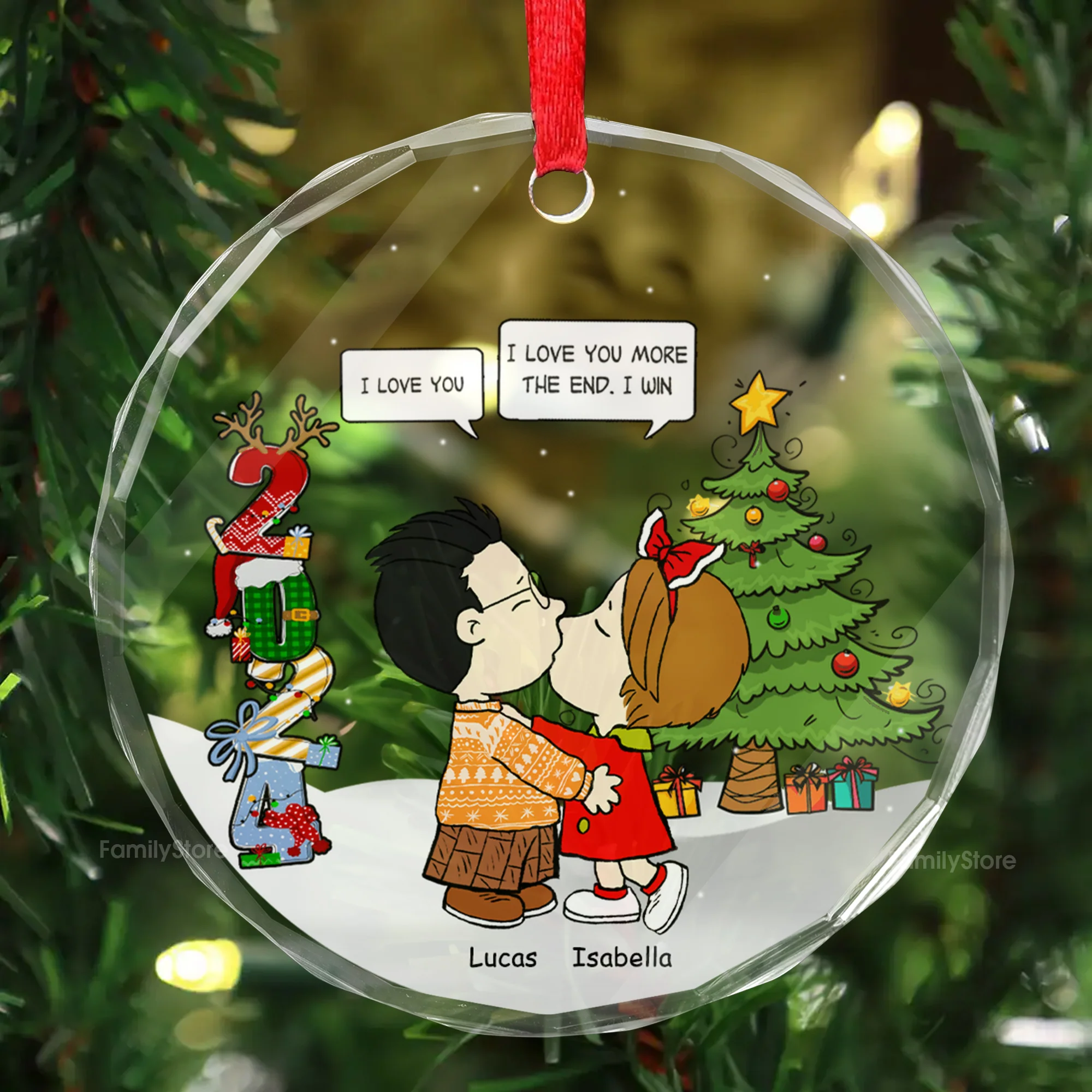 Peanut I Love You More The End I Win - Personalized Glass Ornament - Gift For Couple, Husband Wife - CL45 NH96 - Image 2