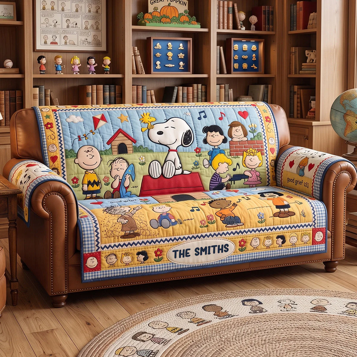 Penu Nutty Gang Happy Family - Personalized Quilted Sofa Cover - Gifts Home Decor