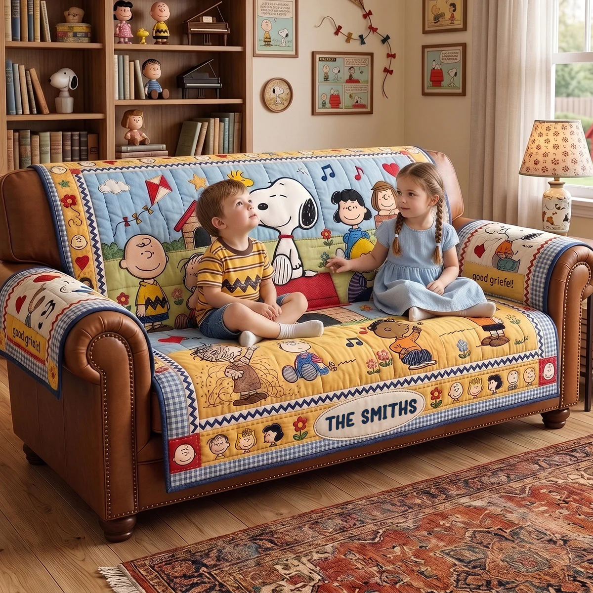 Penu Nutty Gang Happy Family - Personalized Quilted Sofa Cover - Gifts Home Decor - Image 2