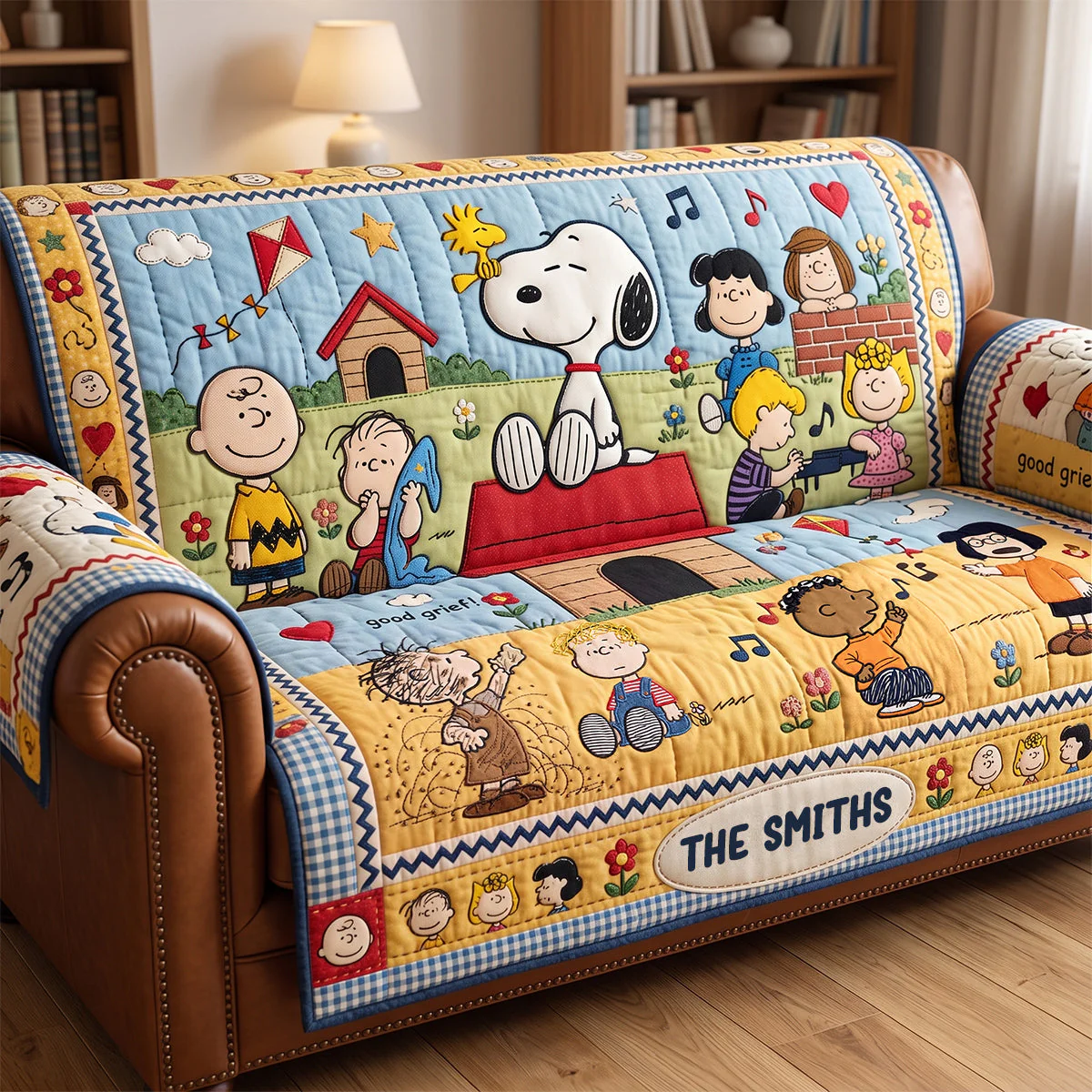 Penu Nutty Gang Happy Family - Personalized Quilted Sofa Cover - Gifts Home Decor - Image 3