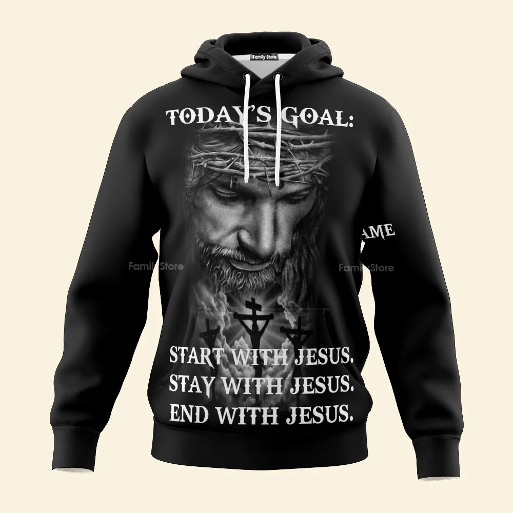 Personalized Start Stay End With Jesus Christian Hoodie For Men & Women