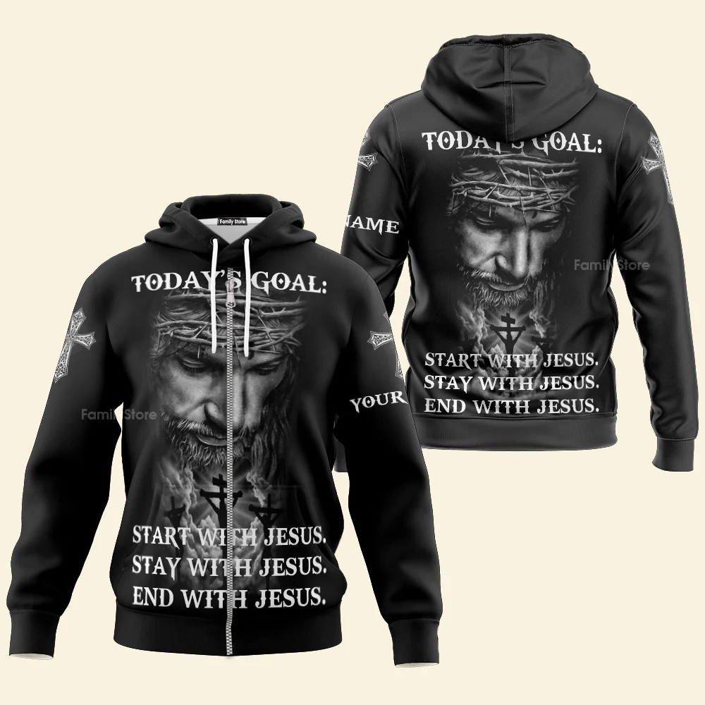 Personalized Start Stay End With Jesus Christian Hoodie For Men & Women - Image 3