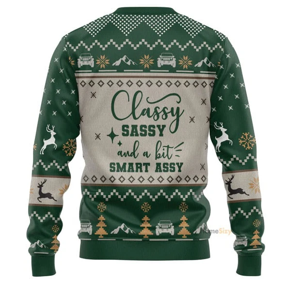 Jeep Girl Classy Sassy And A Bit Smart Assy - Funny Ugly Christmas Sweater - Image 2
