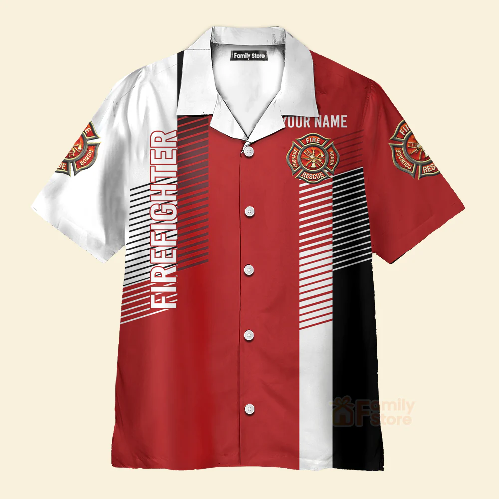 Custom Name Firefighter - Personalized Hawaiian Shirt