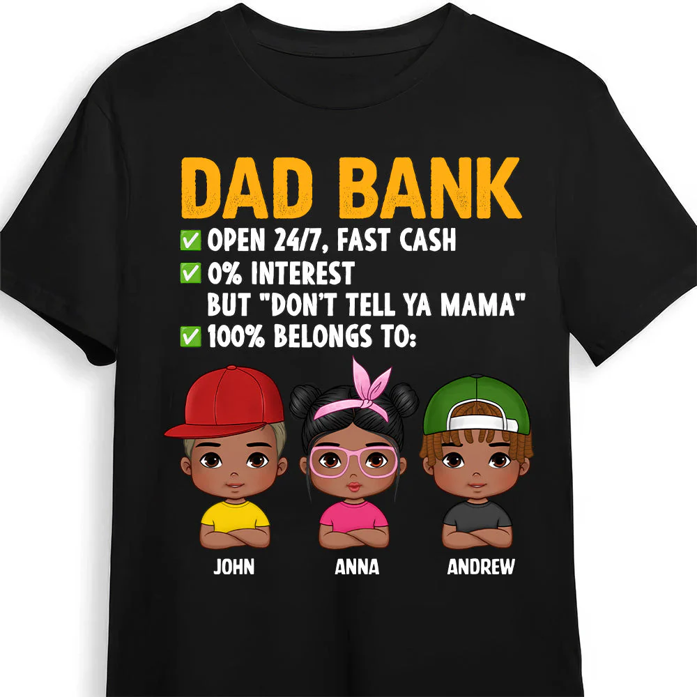 Personalized Shirt with Kids’ Names - Dad Bank 24/7 Cash & Love - Unisex 2D T-Shirt Gift for Dad, Father's Day | GR14 HD95 - Image 3