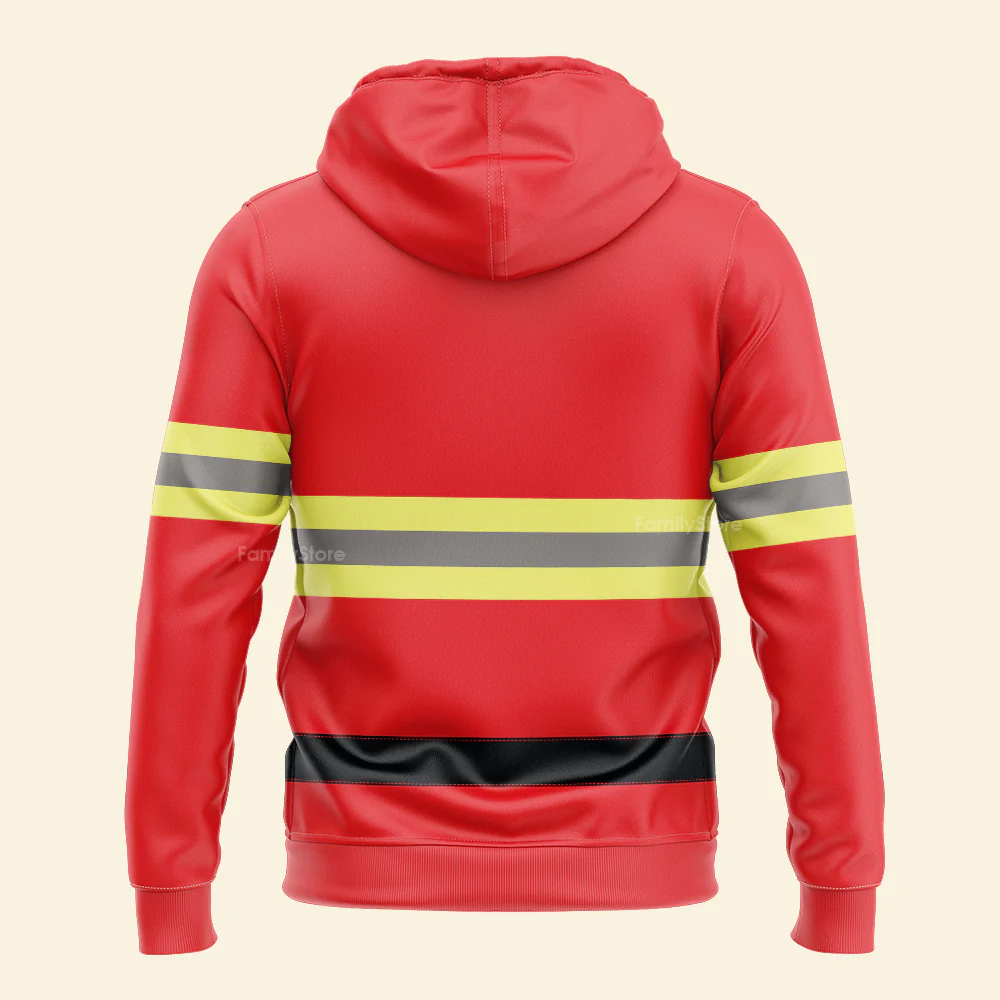 Personalized Text Firefighter Uniform Cosplay Costume Hoodie For Men & Women - Image 4