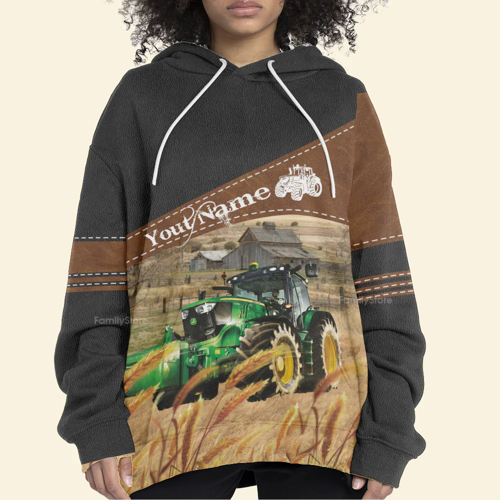 Personalized Uni Tractor On Farms Printed 3D Black Hoodie - Image 5