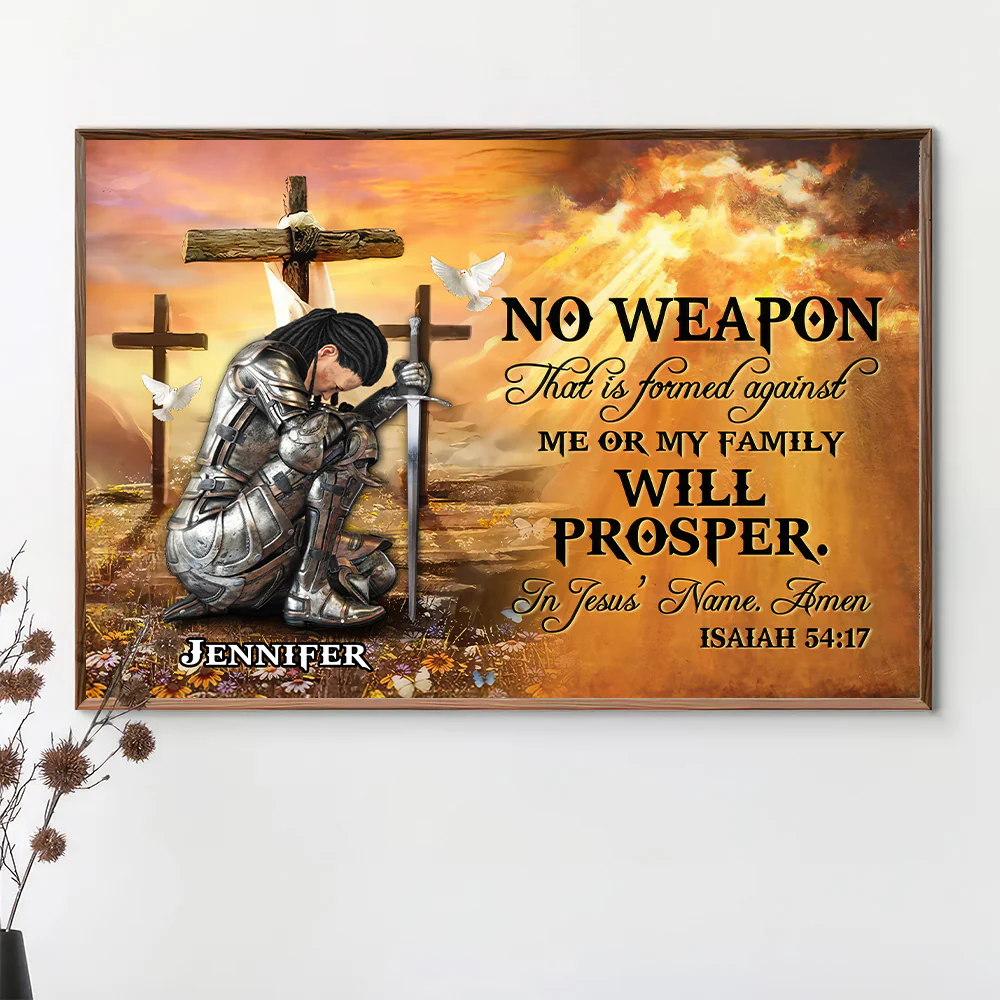 Personalized Woman Warrior No Weapon Formed Against Us Shall Prosper-Isaiah 54:17 - Canvas Prints And Poster | CLGOD03 - Image 3