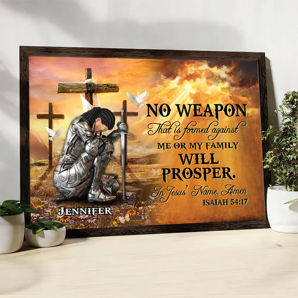 Personalized Woman Warrior No Weapon Formed Against Us Shall Prosper-Isaiah 54:17 - Canvas Prints And Poster | CLGOD03 - Image 4