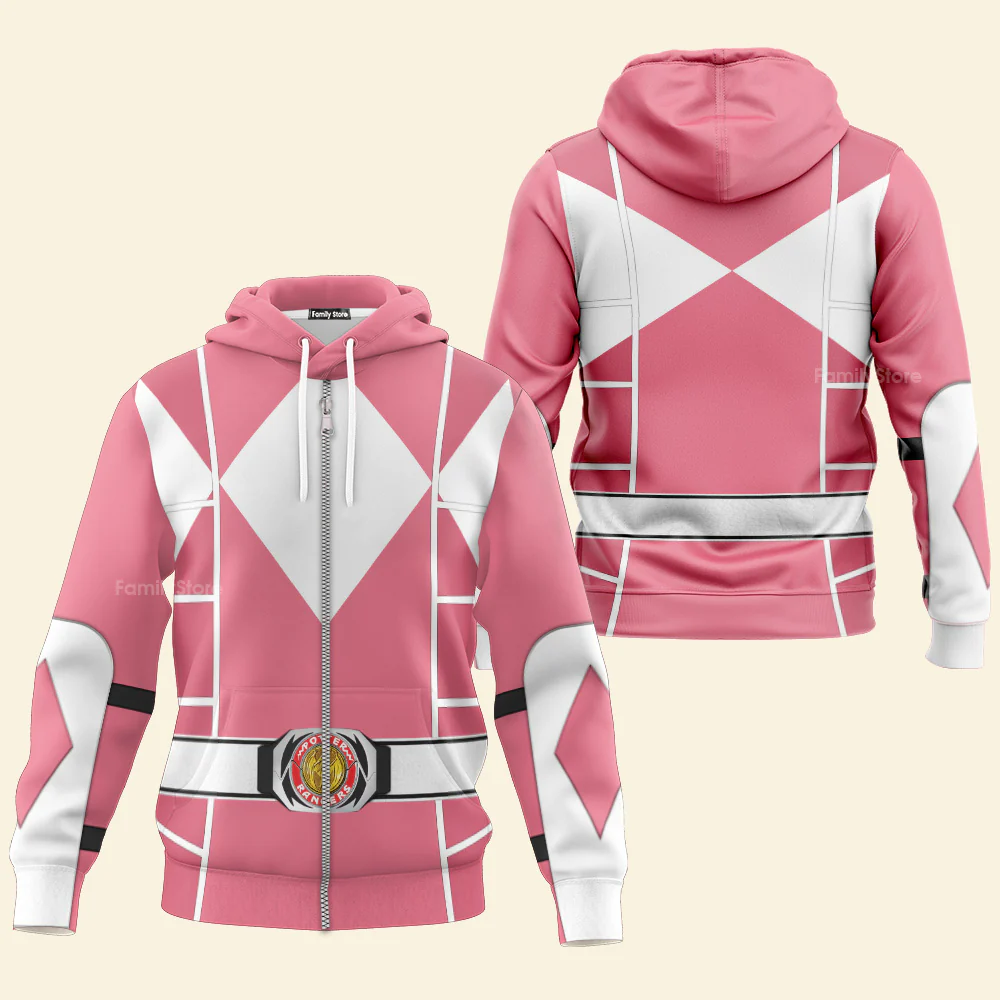 Pink Mighty Morphin Power Ranger Cosplay C2 - Hoodie Set, Sweatshirt, Sweatpants PRHS93 - Image 3