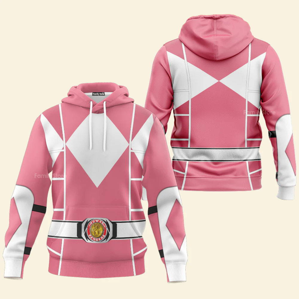 Pink Mighty Morphin Power Ranger Cosplay C2 - Hoodie Set, Sweatshirt, Sweatpants PRHS93 - Image 4
