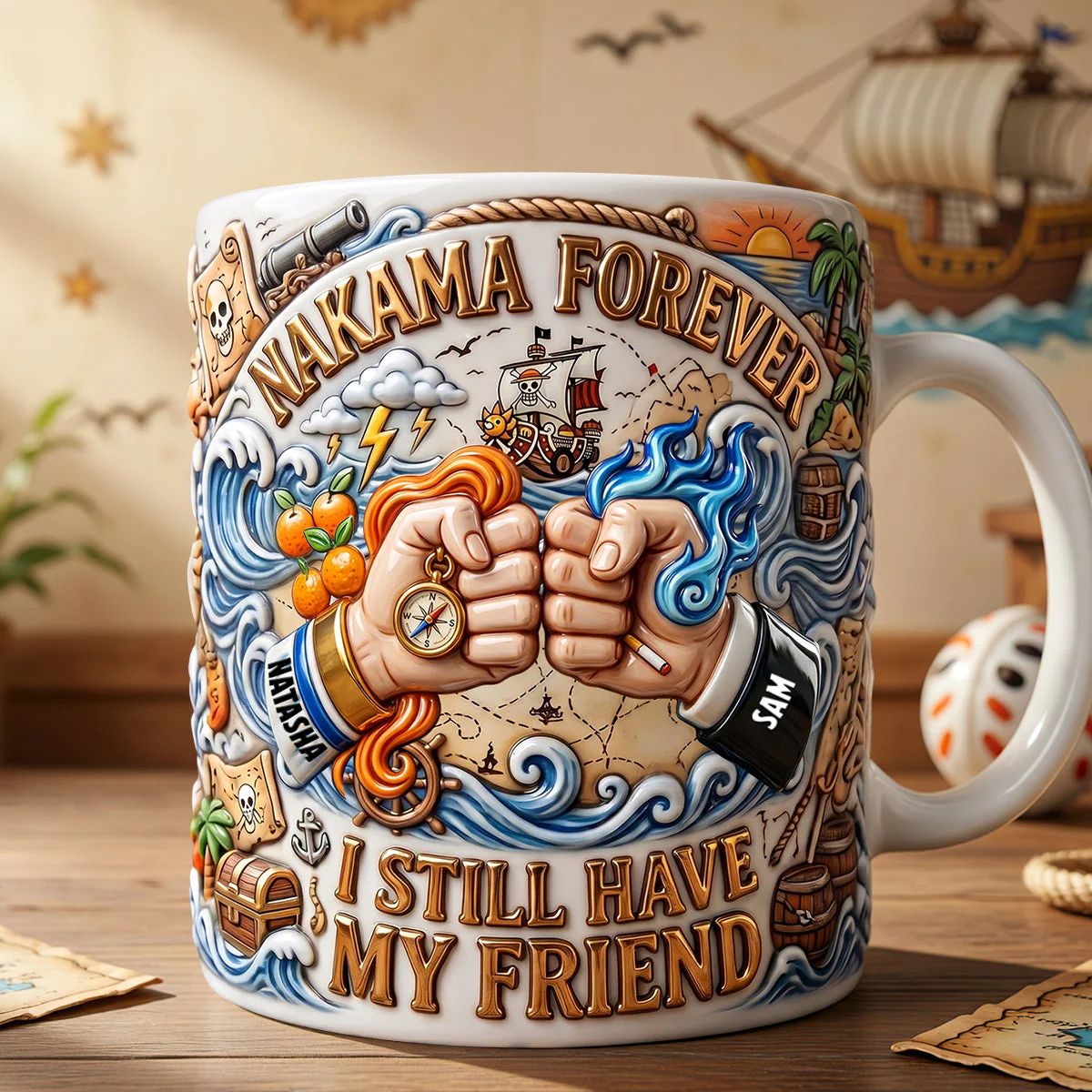 Pirate Adventure Nakama Forever I Still Have My Friend - Personalized Mug - Gift For Besties - OnPi - Image 3