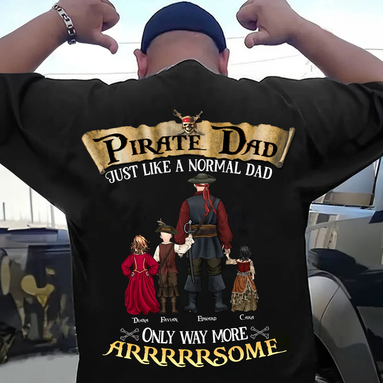 Pirate Dad Just Like A Normal Dad But Always Arrrrsome - Gift For Dad - Personalized TShirt - CL13 NA94 - Image 3