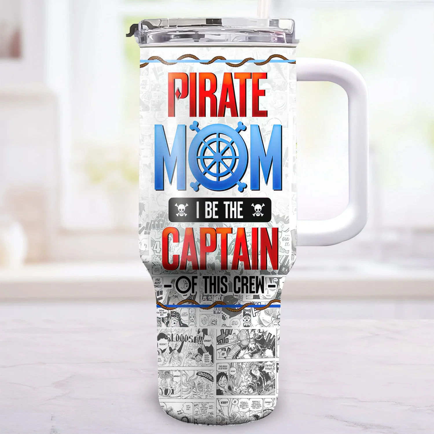 Pirate Mom I Be The Captain Of This Crew - Personalized 40oz Tumbler Cup With Straw - Gift For Mom, Mother's Day | CL11 NA94 - Image 2