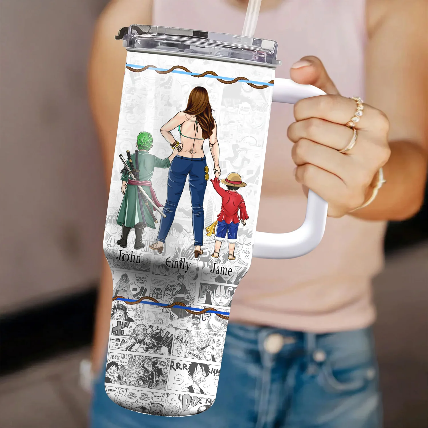 Pirate Mom I Be The Captain Of This Crew - Personalized 40oz Tumbler Cup With Straw - Gift For Mom, Mother's Day | CL11 NA94 - Image 3
