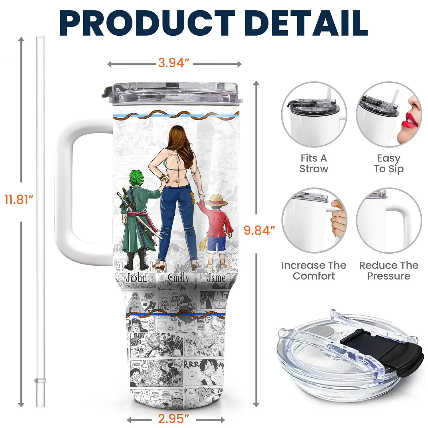 Pirate Mom I Be The Captain Of This Crew - Personalized 40oz Tumbler Cup With Straw - Gift For Mom, Mother's Day | CL11 NA94 - Image 5